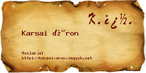 Karsai Áron névjegykártya